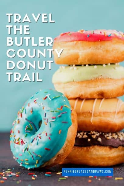 Pre-made pin for Pinterest for the Butler County Donut Trail post