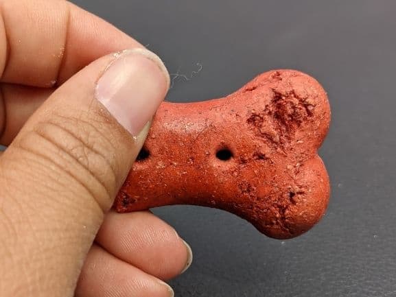 Red bone shaped dog treat