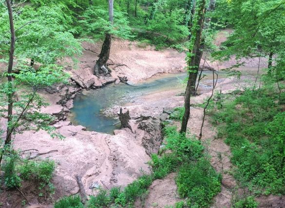 Echo River Springs. A small pool of bright blue water surrounded by rock