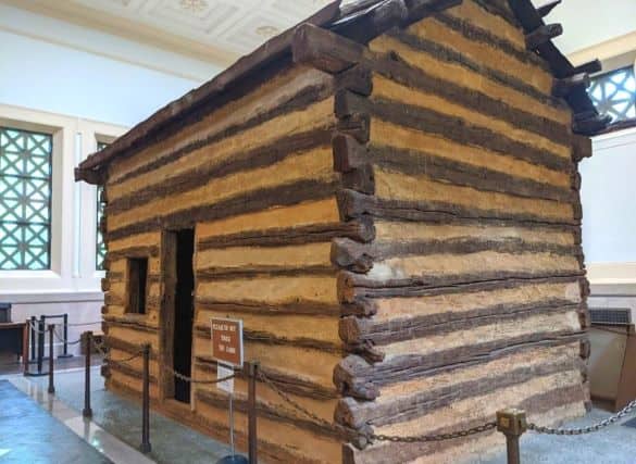 A one room log cabin made to look like the cabin where Lincoln was born.
