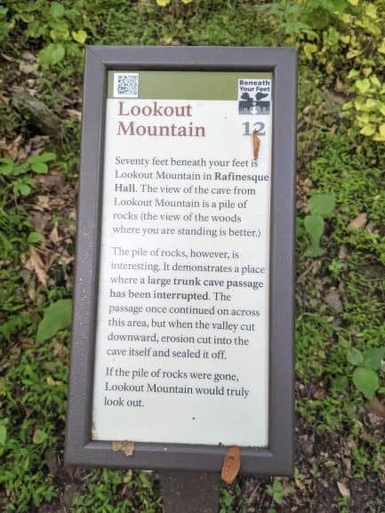 A 'Beneath Your Feet' sign that talks about Lookout Mountain