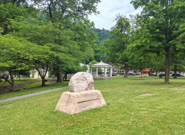 Berkeley Springs Gazebo and rock sculpture