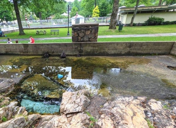 Wading area of Berkeley Springs with the pool in the background