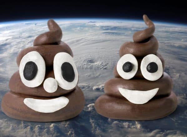 Cartoon poop piles in space