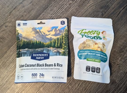 Freeze dried camping meals