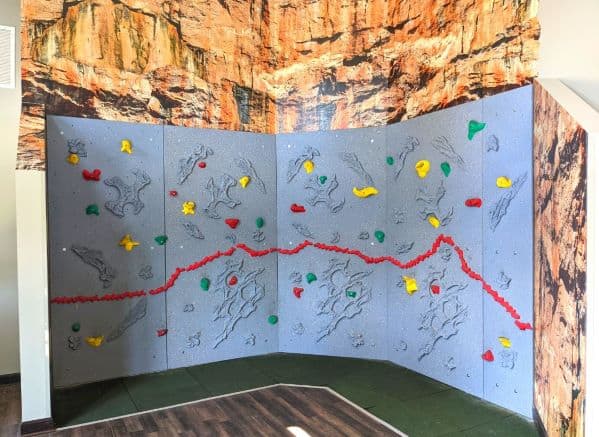 Artificial Bouldering wall inside the visitor center at Sawyers Quarry
