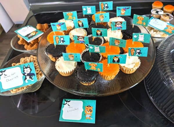 Dog party themed cupcake flags and food tent labels