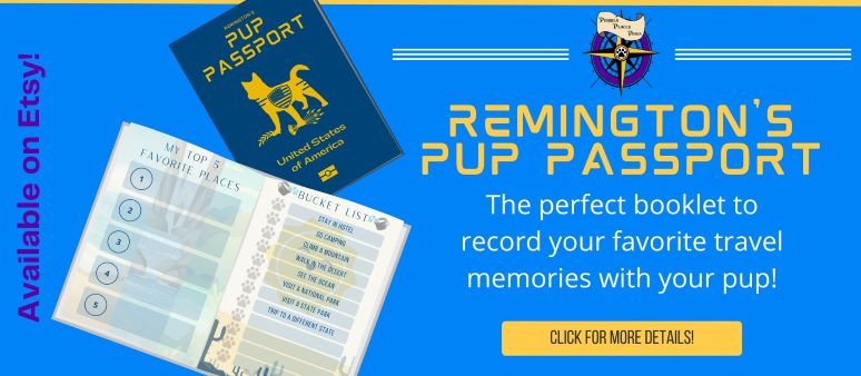 Remington's Pup Passport banner with bucket list