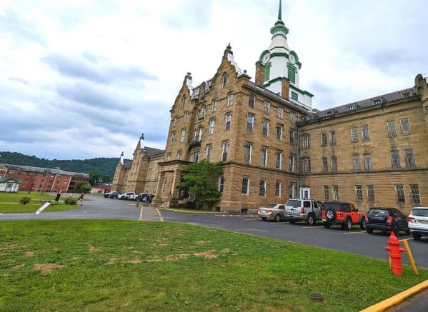 The expansive lawn in front of the Trans Allgheny Lunatic Asylum