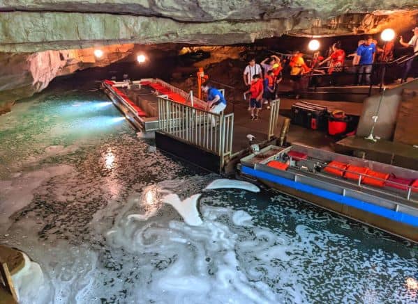 People in line to get on boat at Lost River Cave