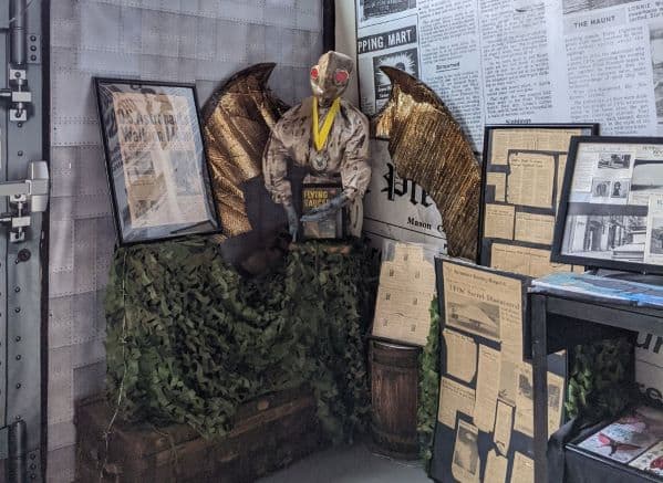 Mothman exhibit with newspaper clippings