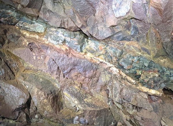 Copper vein in mine wall