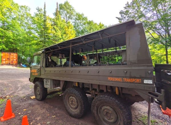 Transport vehicle for mine tours at Adventure Mining Company