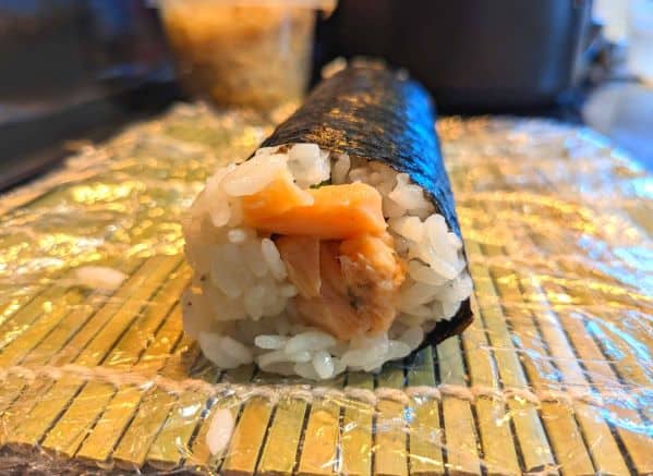 Freshly made sushi roll- uncut