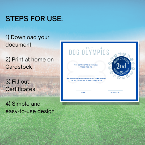 Dog Olympic Award Certificate steps for use