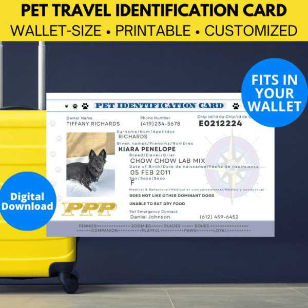 Pet Travel ID Card shop Listing Templates