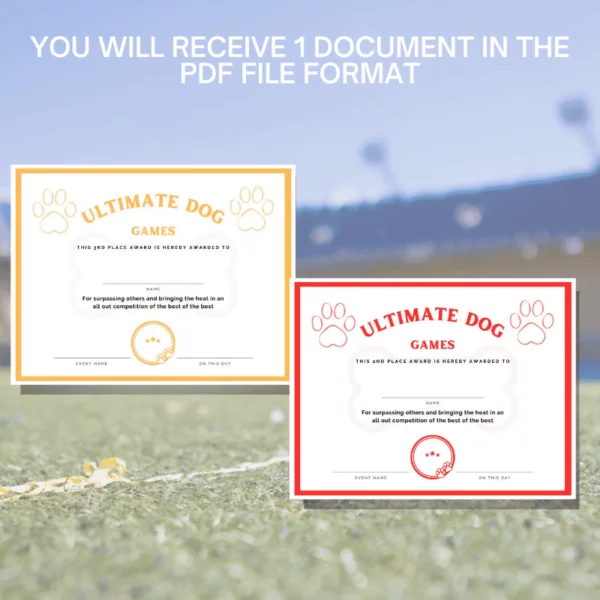 Ultimate dog games certificate- 1 PDF