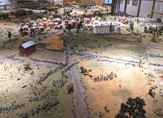 Gettysburg Diorama close-up of town and surrounding fields