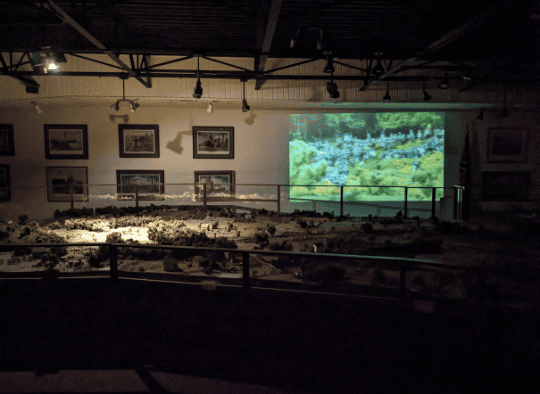 Gettysburg Diorama presentation with screen and spotlights