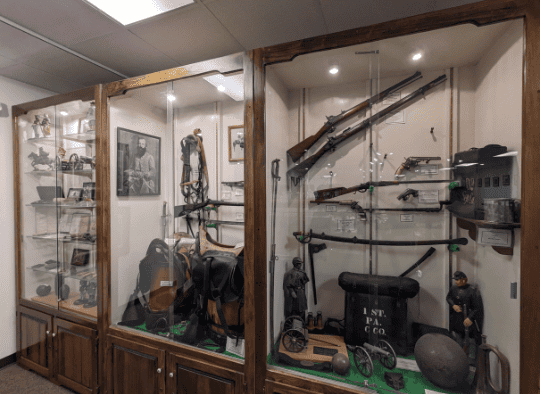 Wall of Civil War artifacts at Gettysburg Diorama