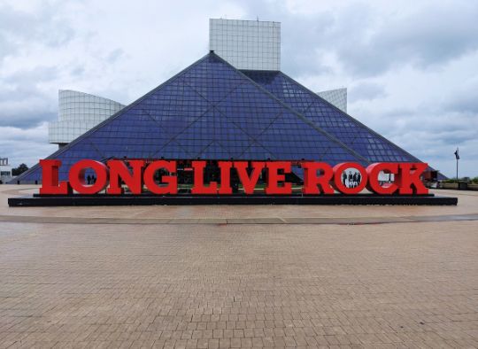 Front of Cleveland's Rock and Roll Hall of Fame Building