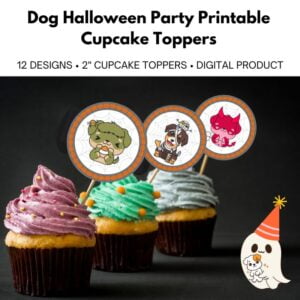 Dog Halloween Party Printable Cupcake Toppers