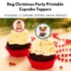 Dog Christmas Party Printable Cupcake Toppers