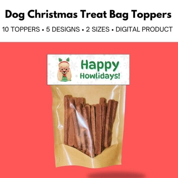 Dog Christmas Treat Bag Toppers