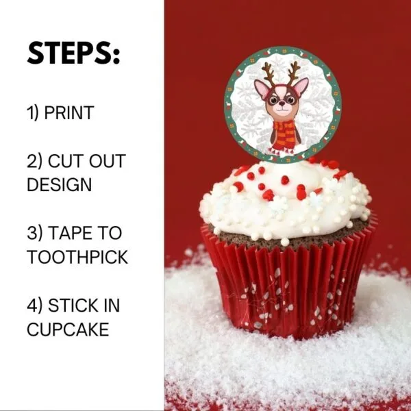 Dog Christmas Party Printable Cupcake Toppers - Image 5