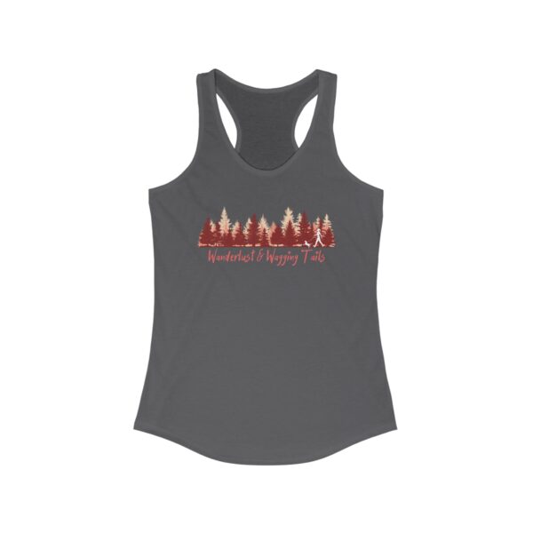 "Wanderlust & Wagging Tails" Women’s Ideal Racerback Tank - Stylish Gym Top for Adventurers - Image 4