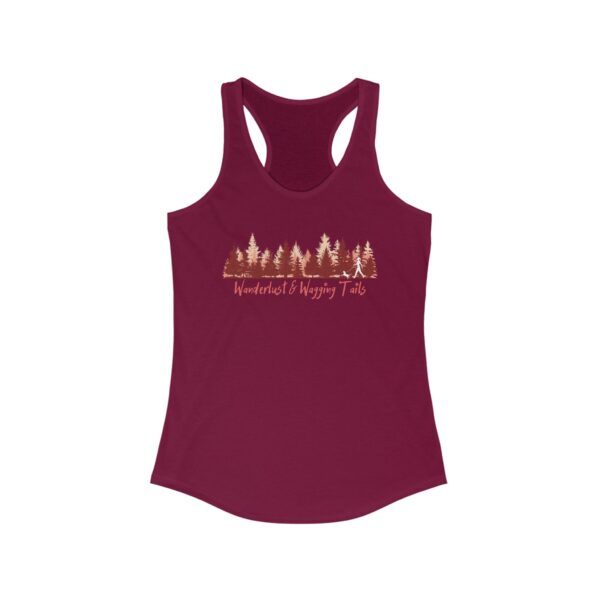 "Wanderlust & Wagging Tails" Women’s Ideal Racerback Tank - Stylish Gym Top for Adventurers - Image 6