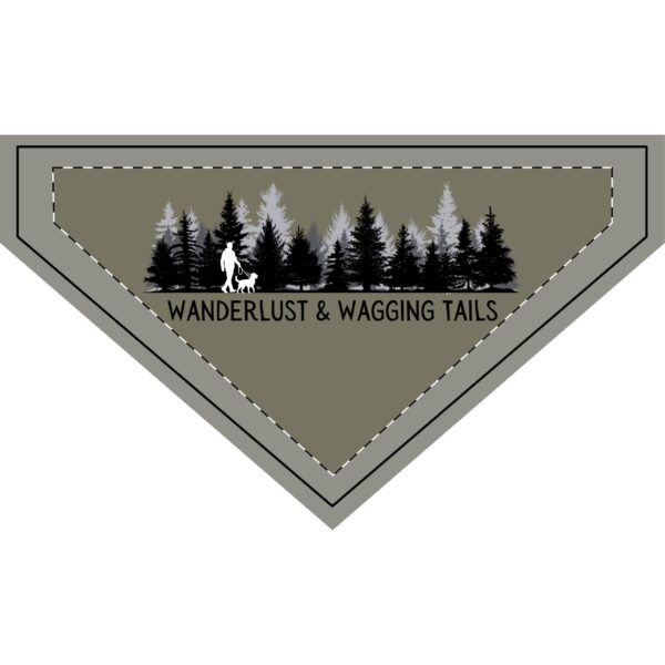 Heather Military Green Wanderlust & Wagging Tails Clip-On Pet Bandana - Adventure Accessories for Dog Lovers - Image 3