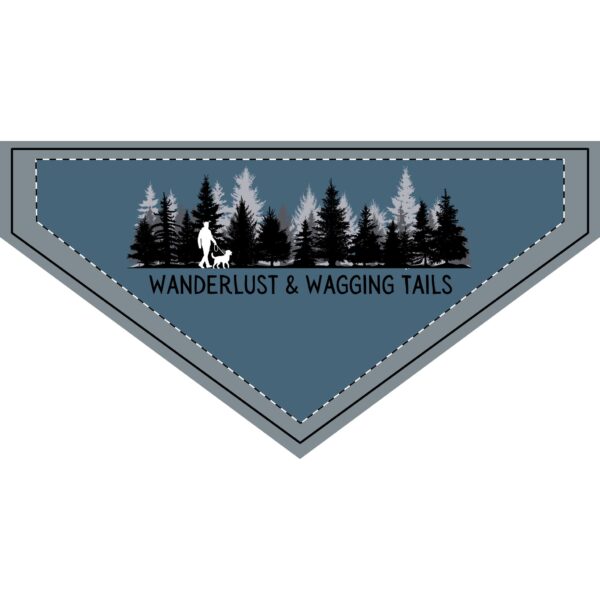 Indigo Blue Wanderlust & Wagging Tails Clip-On Pet Bandana - Adventure Accessories for Dog Lovers