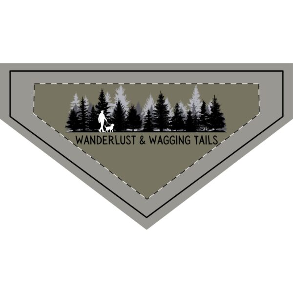 Heather Military Green Wanderlust & Wagging Tails Clip-On Pet Bandana - Adventure Accessories for Dog Lovers - Image 2