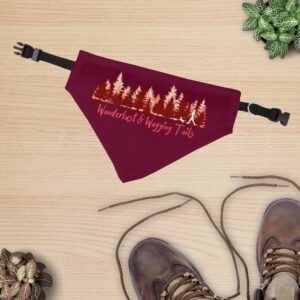 Cardinal Red Wanderlust & Wagging Tails Clip-On Dog Bandana display