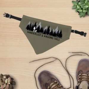 Heather Military Green Wanderlust & Wagging Tails Clip-On Pet Bandana display