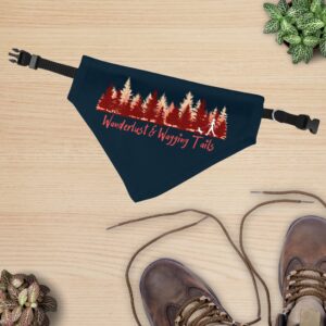 Midnight Navy Wanderlust & Wagging Tails Clip-On Dog Bandana display