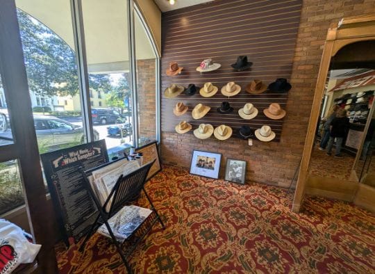 Gangster Museum of America hat display in gift shop