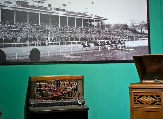 Old racing photo and equipment in the Madden Gallery