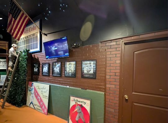 Wall of players and other baseball memorabilia