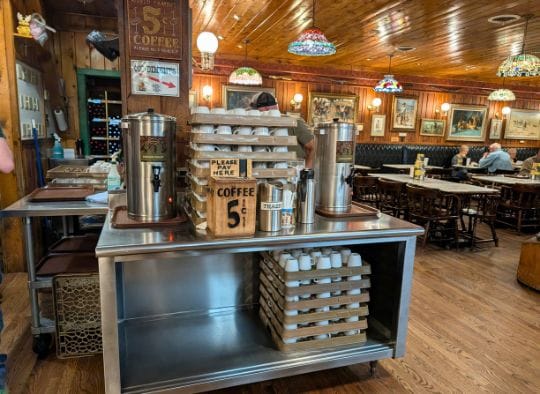 5 cent coffee station at Wall Drug