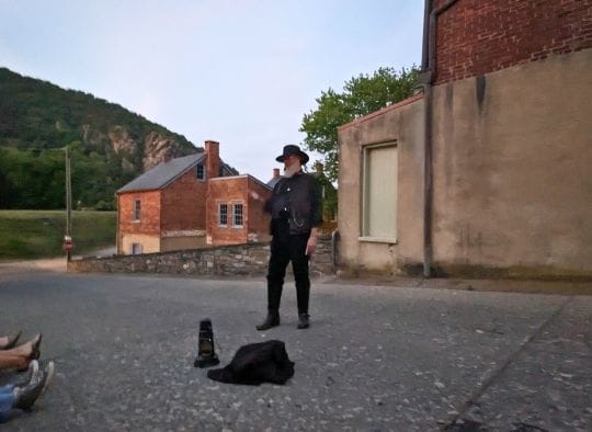Tour Guide Speaking on Harper's Ferry Ghost Tour
