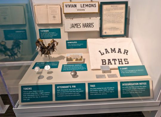 "Lamar Bathhouse exhibit in Hot Springs National Park Museum" 