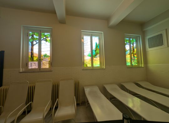 Stained glass windows in Hot Springs National Park Museum