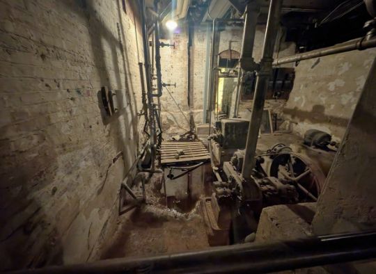 "Water pump system in Fordyce Bathhouse Basement" 