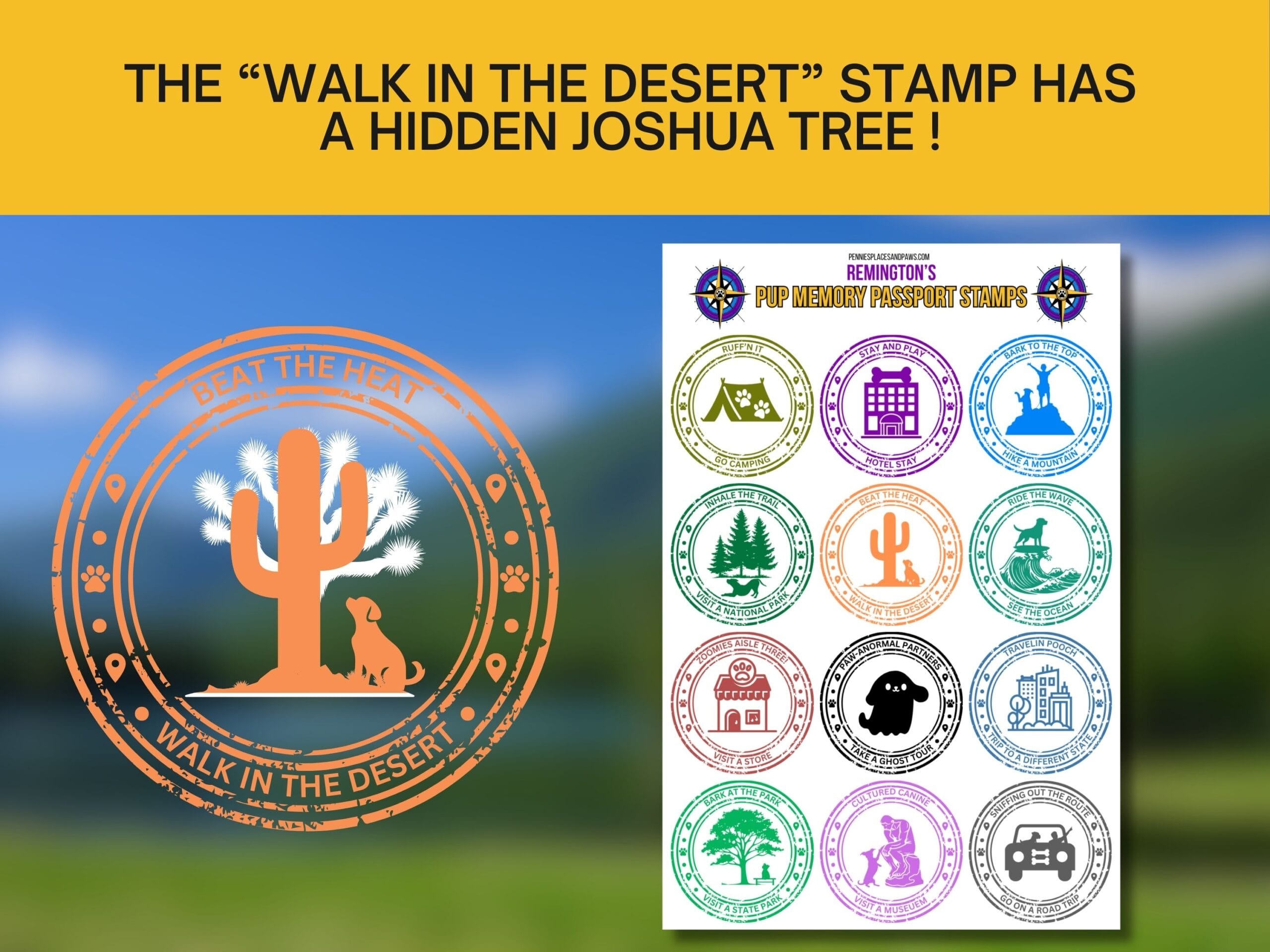 The "Walk in the desert" stamp has a hidden Joshua Tree!