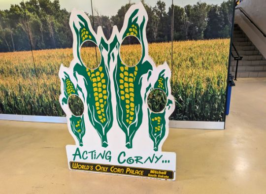 "Acting Corny" photo op for family to look like corn