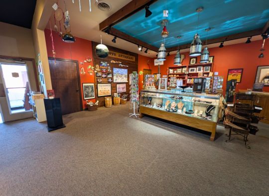Mitchell Prehistoric Indian Village Gift Shop with artwork and dream catchers, etc