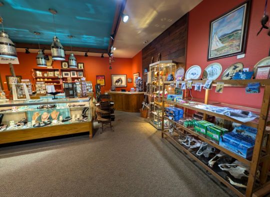 Mitchell Prehistoric Indian Village Gift Shop with fossils and jewelry