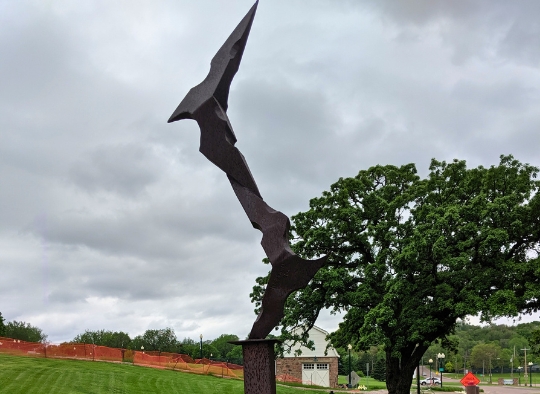 Close up of a statue in Falls Park